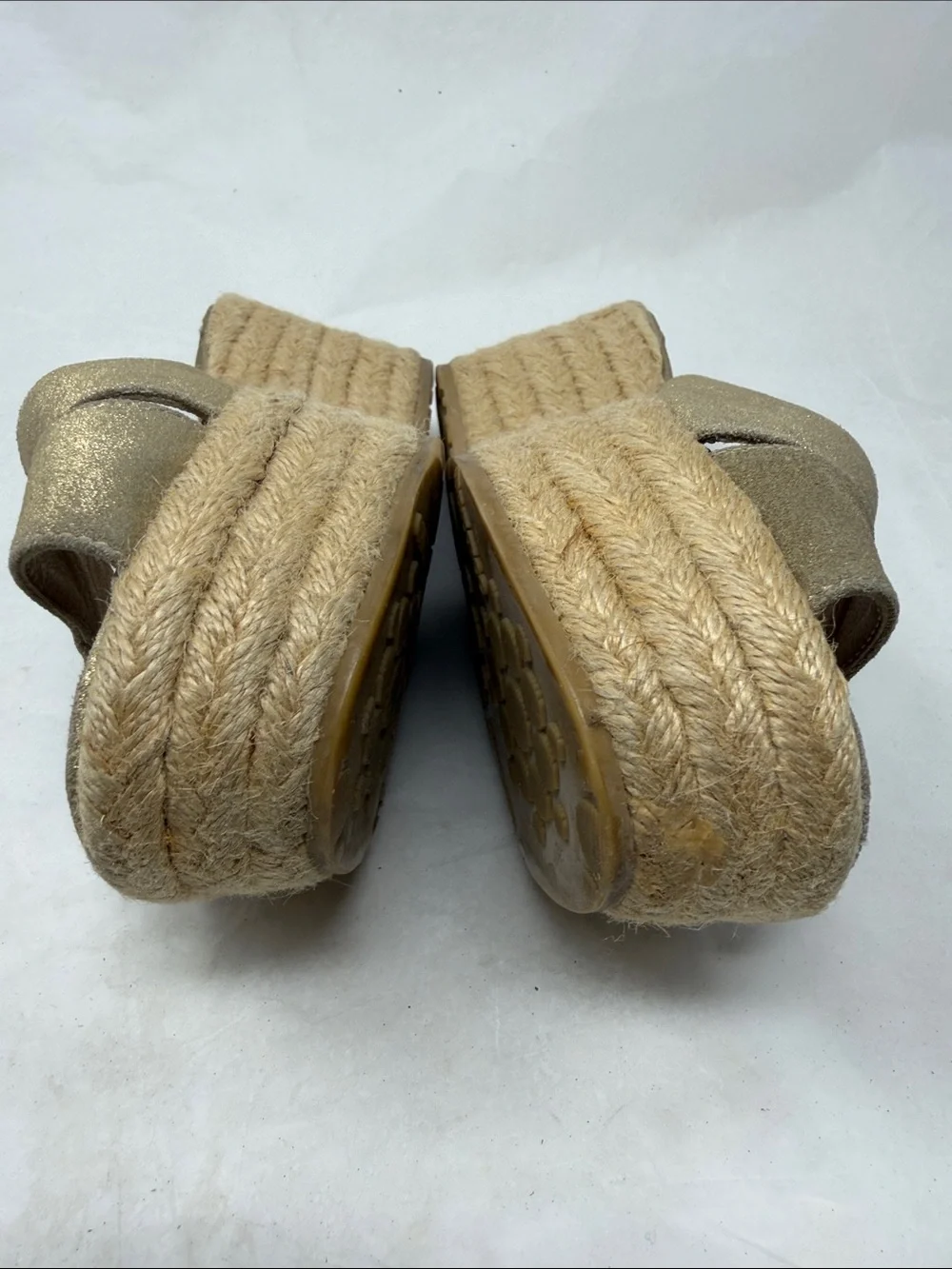 Jimmy Choo Gold Metallic Espadrille Wedge Sandals Size 38